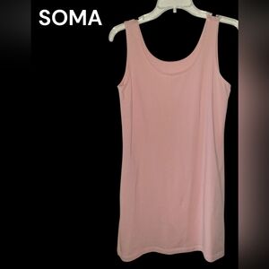 SOMA Pima Cotton Sleepwear, Sleeveless Slip, Gown, M, Pink, LIKE NEW